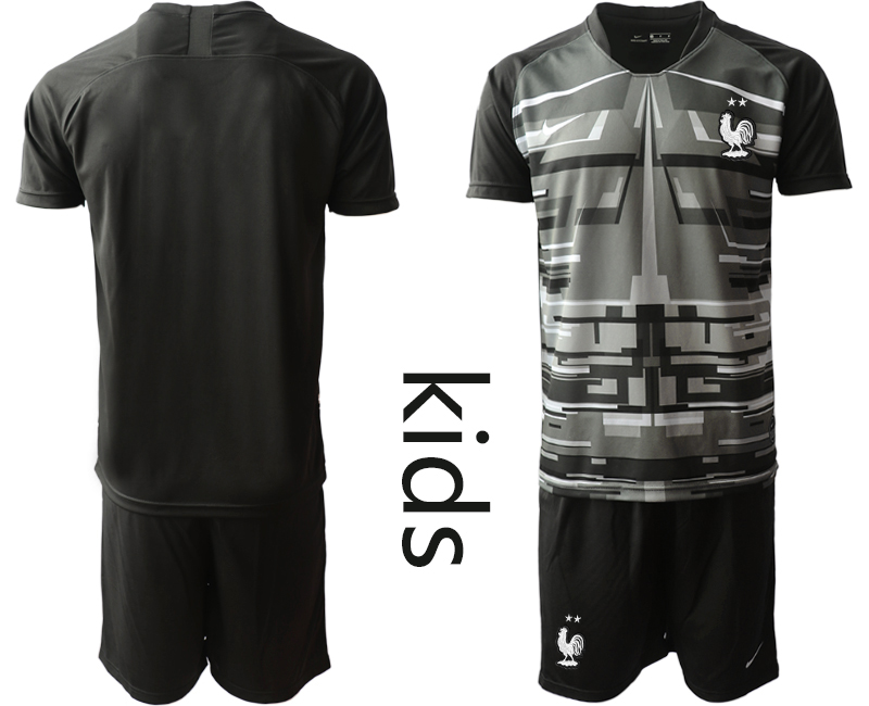 Cheap 2021 European Cup France black Youth goalkeeper soccer jerseys
